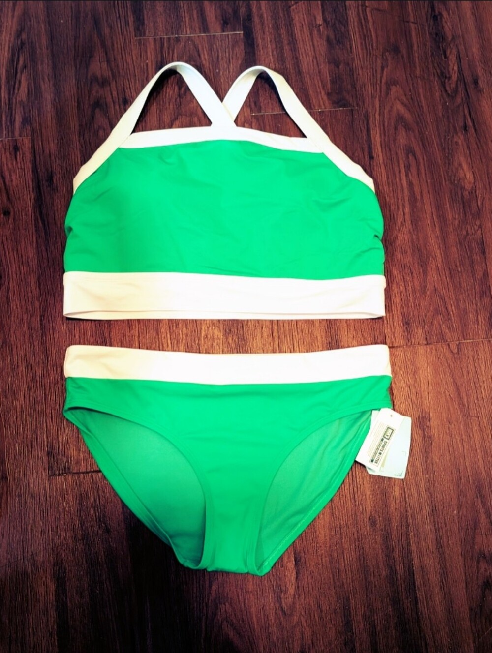 Bright Green & White Bikini